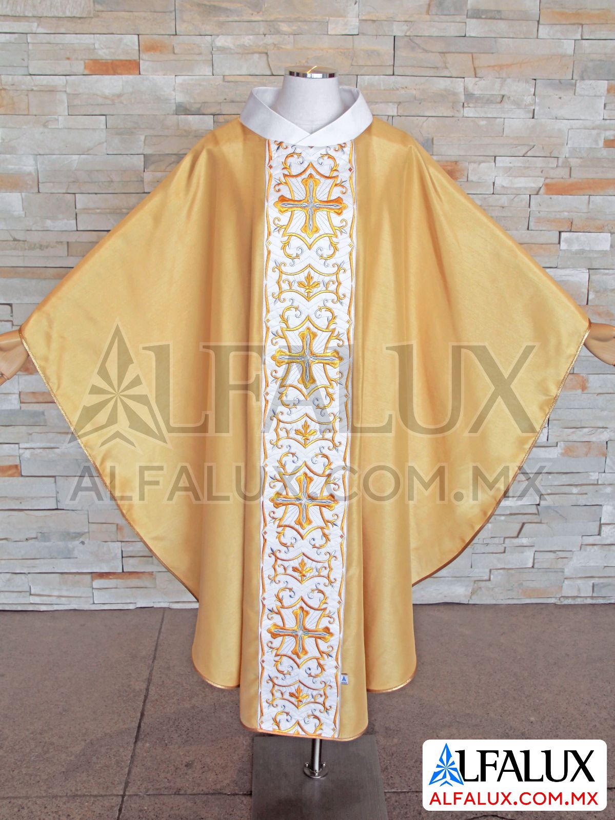 27 FIDELIS Casulla Alfalux Dorado Blanco Central Shantung 393 (4)